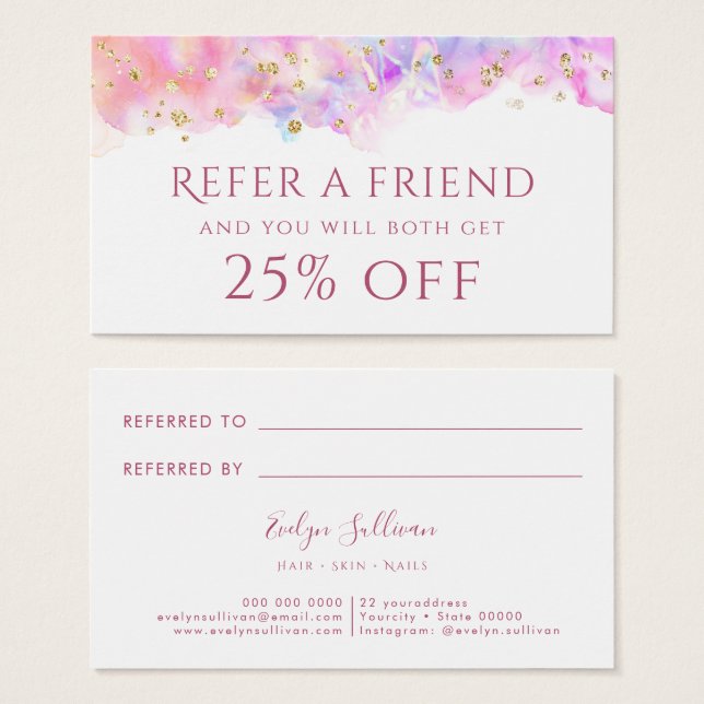 Referenskort för pastellfärgspenna glitter visitkort (Framsida & baksida)