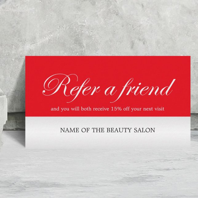 Referenskort för Red Faux Silver i modern Elegant Rabattkort (Skapare uppladdad)