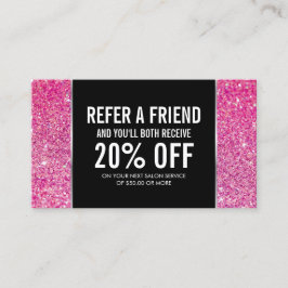 Referenskort för rosa Glitter och glamor Rabattkort
