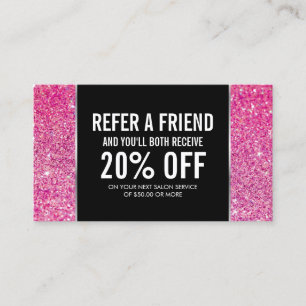 Referenskort för rosa Glitter och glamor Rabattkort