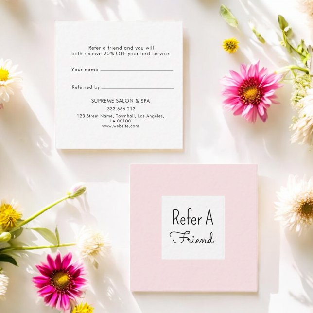 Referenskort för rosa White Customer Loyalty Rabattkort (Skapare uppladdad)