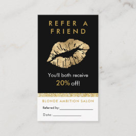 Referenskort för salon i det moderna Guld Glitter Visitkort