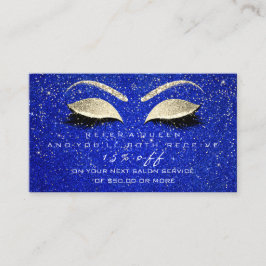 Referenskort för salon, Smala, blå Guld-streck Rabattkort