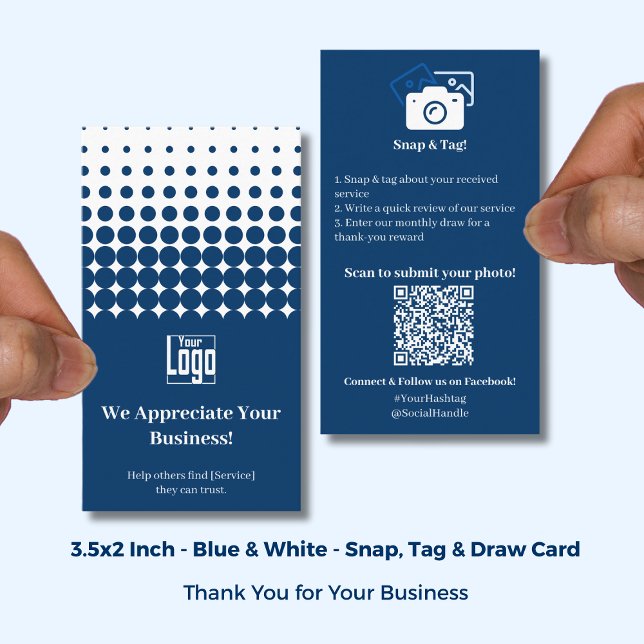 Referenskort för Snap Märkre-användare Innehåll Ta Rabattkort (Snap Tag User Content Thank You Referral Card; Size: 3.5x2 Inch, Portrait Format)