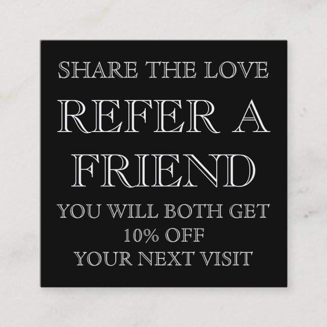 Referenskort för svartvitt rabattkort (Framsida)