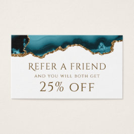 Referenskort för teal guld glitter Agate Visitkort