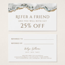 Referenskort för vit agate visitkort