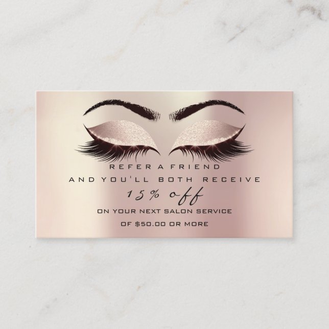 Referenskort Glitter Rosa Lash Makeup  Rabattkort (Framsida)