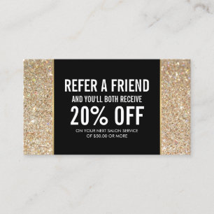 Referenskort guld Glitter och Glamor Beauty Rabattkort
