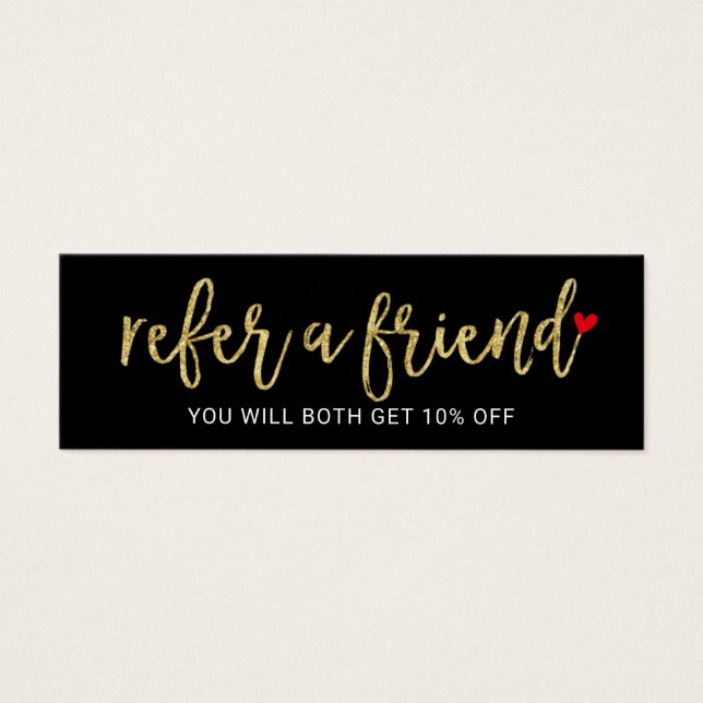 Referenskort | Guld Script Beauty Salon Litet Visitkort (Framsidan)