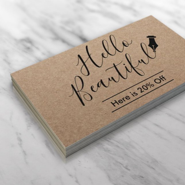 Referenskort | Hej Fine Salon Rustic Kraft Rabattkort (Skapare uppladdad)