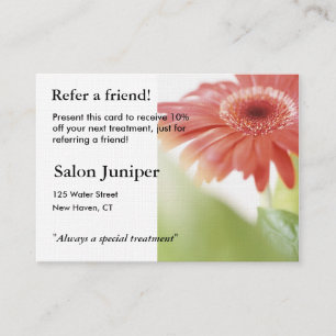 Referenskort med rosa gerbera-daisy rabattkort