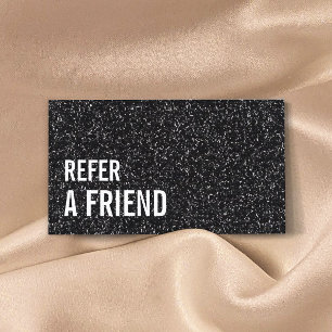 Referenskort   Modern Black Glitter Sparkles Rabattkort
