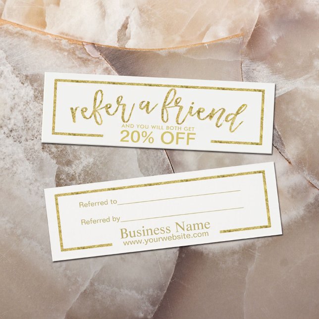 Referenskort | Modern minimal Guld-typografi Litet Visitkort (Skapare uppladdad)