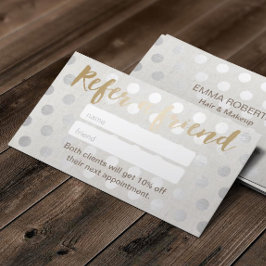 Referenskort | Modern Silver Dots Hair Salon Rabattkort