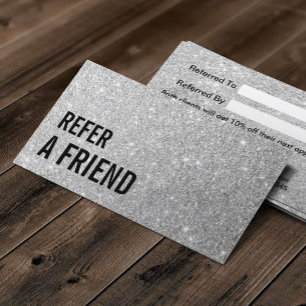 Referenskort   Modern Silver Glitter Beauty Salon Rabattkort