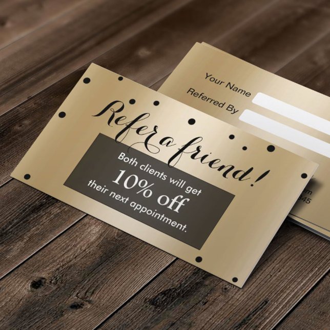 Referenskort | Moderna konfetti Black & Guld Rabattkort (Skapare uppladdad)