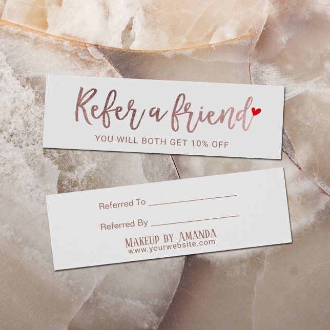 Referenskort | Ro Guld Script Beauty Salon Litet Visitkort (Skapare uppladdad)