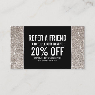 Referenskort silver Glitter och glamor Rabattkort