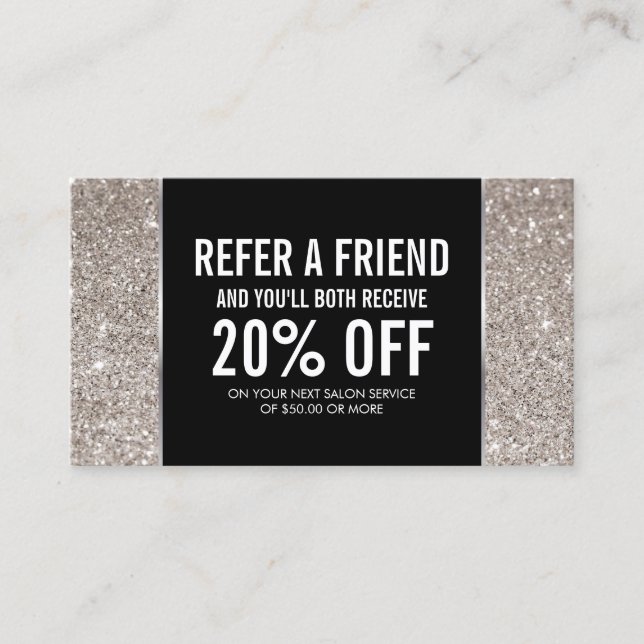 Referenskort silver Glitter och glamor Rabattkort (Framsida)