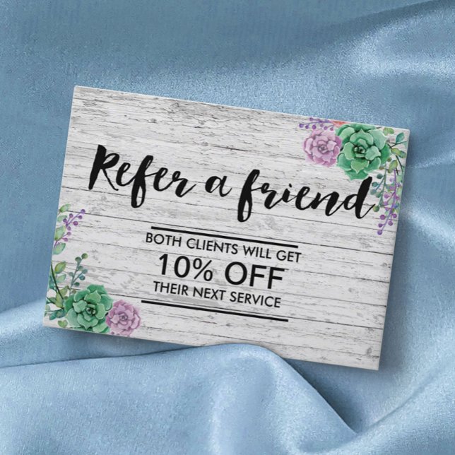 Referenskort | Vintage Blommigt Rustic Wood Rabattkort (Skapare uppladdad)