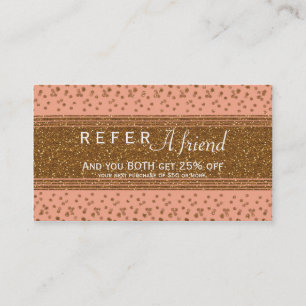 Referenskortet Peachy Rosa & Guld Confetti Confett Rabattkort