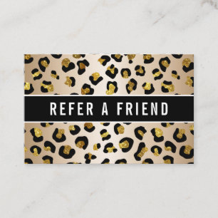 Referenskund för glitter faux guld luxe leopard visitkort