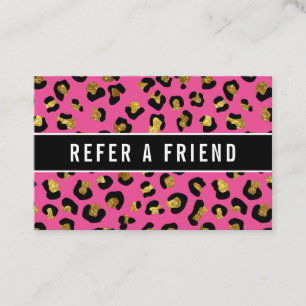 Referenskund för leopard för glitter guld Fuchsia Visitkort