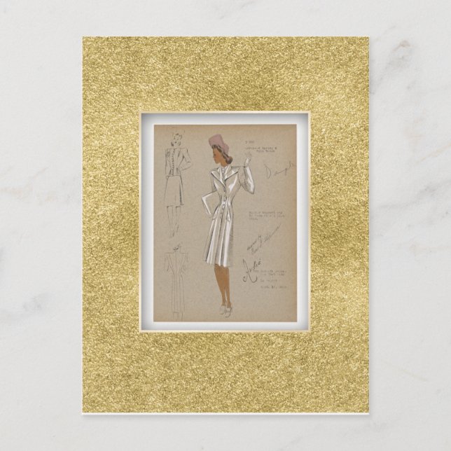 Referenstäckning som bärs över 2 biet kostym. 1940 vykort (Framsida)