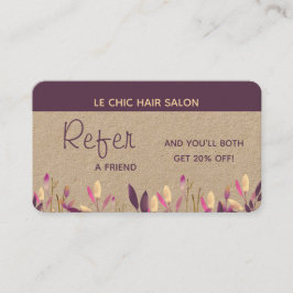 Referera en Blommigt för kundreferens för en vän Visitkort