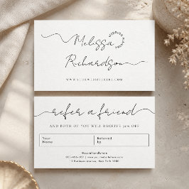 Referera en vän Elegant Kalligrafi Skrift Minimal Rabattkort