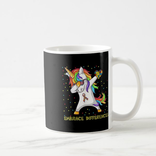 Reffera skillnader Unicorn Dabbing Puzzle Autism Kaffemugg (Höger)