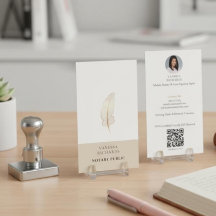 Refined Beige Guld Feather Notary Photo QR