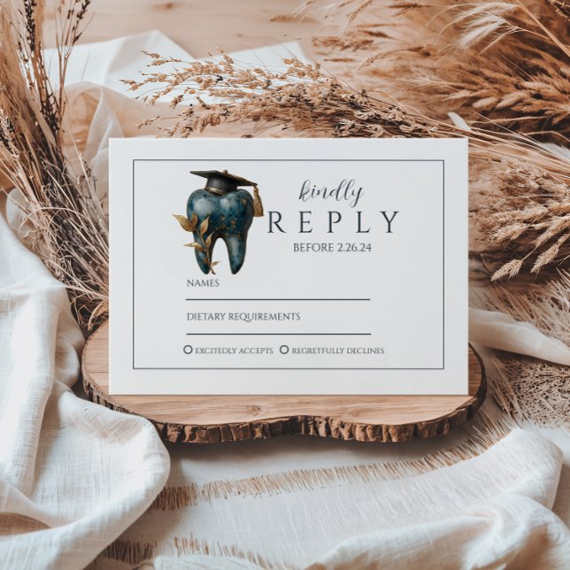 Refined Blue Tooth Laurel Graduation OSA Kort (Skapare uppladdad)