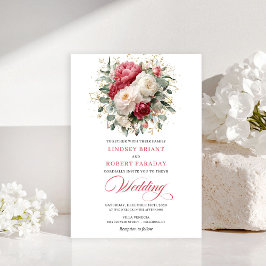 Refined Bohemian Ruby Red White Gold Invitation Inbjudningar