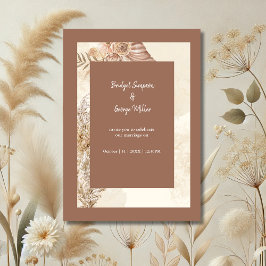 Refined Boho Chic Neutralt Bröllop Inbjudningar