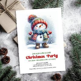 Refined Christmas cute snowman invite kids holiday Inbjudningar