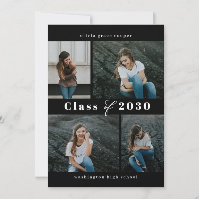 Refined Collage EDITABLE FÄRG Studenten cinati Inbjudningar (Framsida)