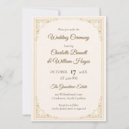 Refined Gold Frame Classic Wedding Invitation Inbjudningar