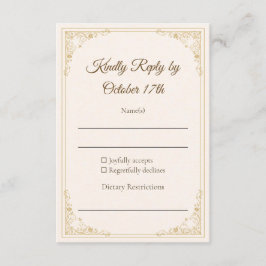 Refined Gold Frame Classic Wedding RSVP Card OSA Kort