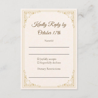 Refined Gold Frame Classic Wedding RSVP Card OSA Kort
