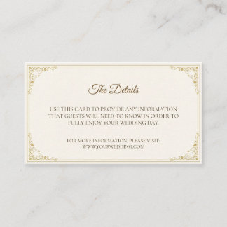 Refined Gold Frame Wedding Details Card Tilläggskort