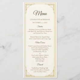 Refined Gold Frame Wedding Menu Card Meny