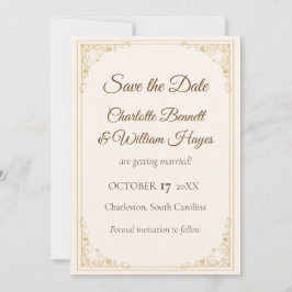 Refined Gold Frame Wedding Save the Date Spara Datumet
