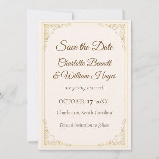 Refined Gold Frame Wedding Save the Date Spara Datumet