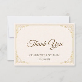 Refined Gold Frame Wedding Thank You Card Tack Kort