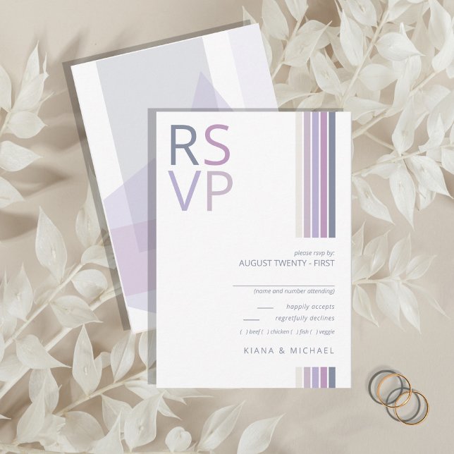 Refined Lines Geometric Wedding Violet ID983 OSA Kort (Skapare uppladdad)