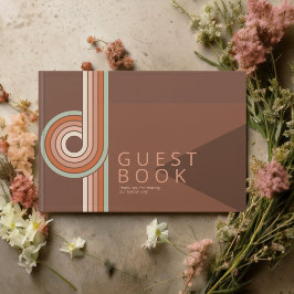 Refined Linjer Geometric Bröllop Terra Cotta ID983 Gästböcker