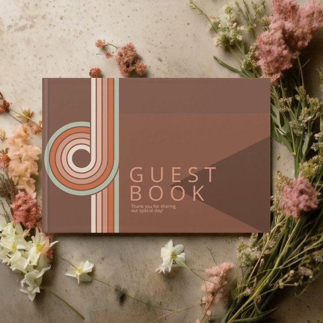 Refined Linjer Geometric Bröllop Terra Cotta ID983 Gästböcker (Skapare uppladdad)