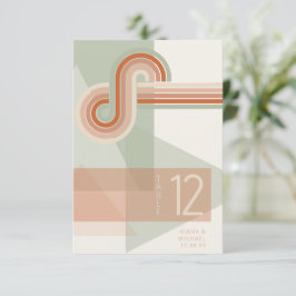 Refined Linjer Geometric Bröllop Terra Cotta ID983 Inbjudningar